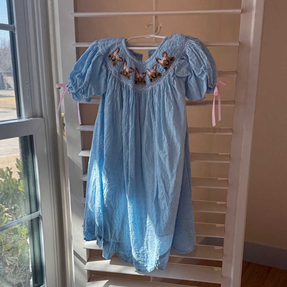 Smocked Easter Dress with Bunnies